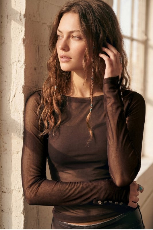 Sheer Button Sleeve Top